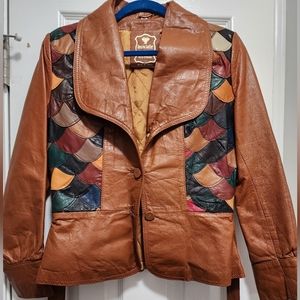 '70s vintage genuine leather fish scale jacket